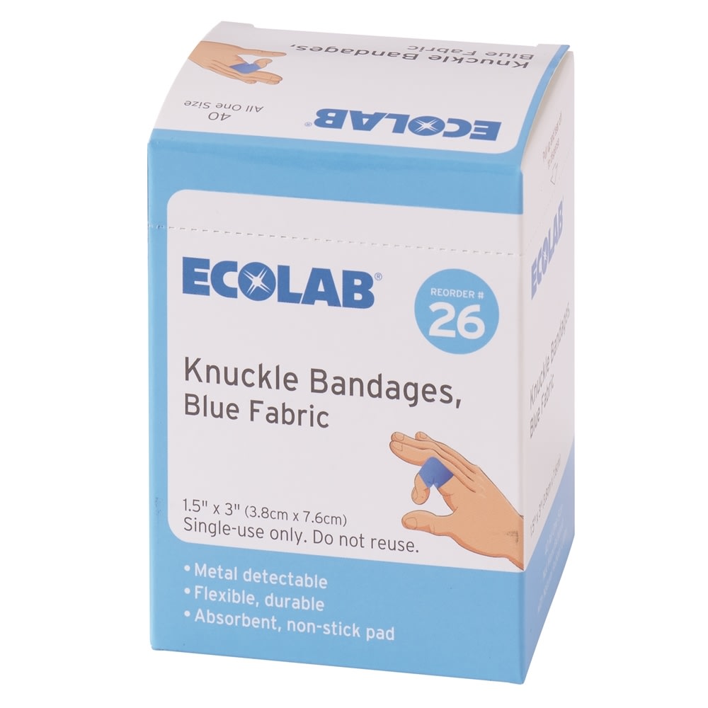 GuestSupply US | Ecolab® Knuckle Bandages, Blue Fabric 50225-01-16